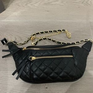 NWT Express Black Faux Leather Waist Belt Bag